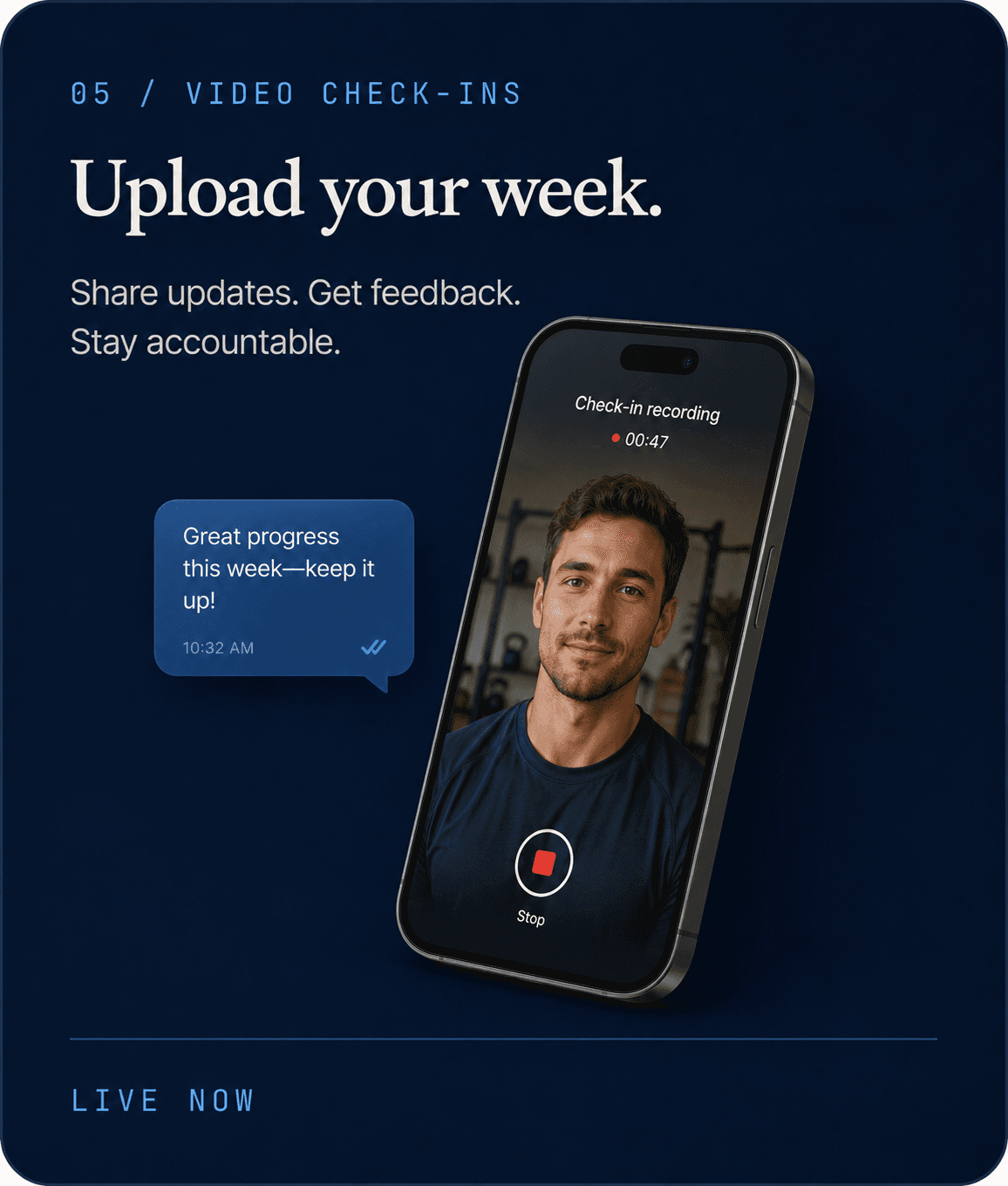 Video check-in and progress update